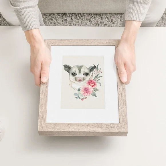Watercolor Floral Sugar Glider Wall Art Print Poster Unframed - Picture 9 of 9